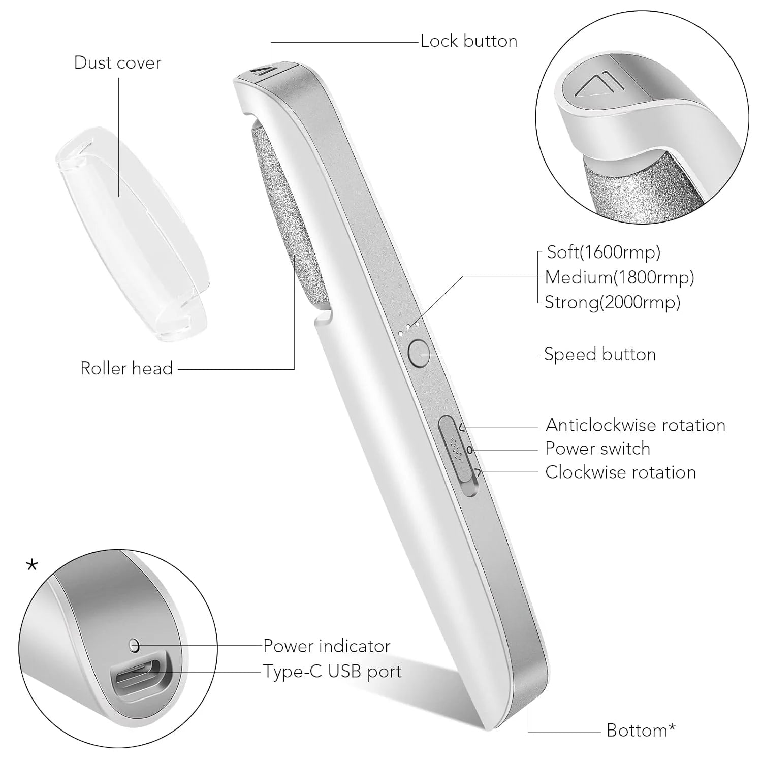 Rechargeable Electric Foot File – Smooth Heels, Anytime Anywhere