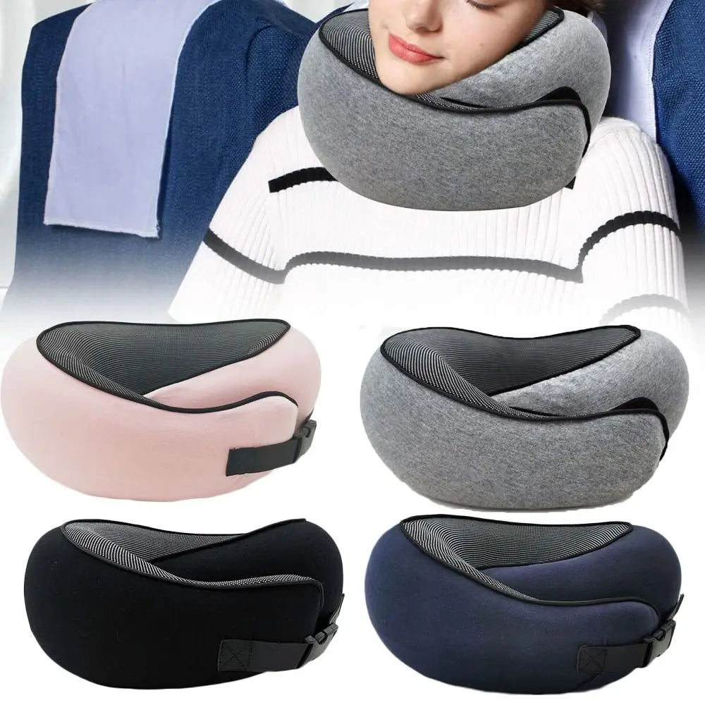 Soft Memory Foam Travel Neck Pillow – U-Shape Adjustable Support for Plane, Car & Office Naps