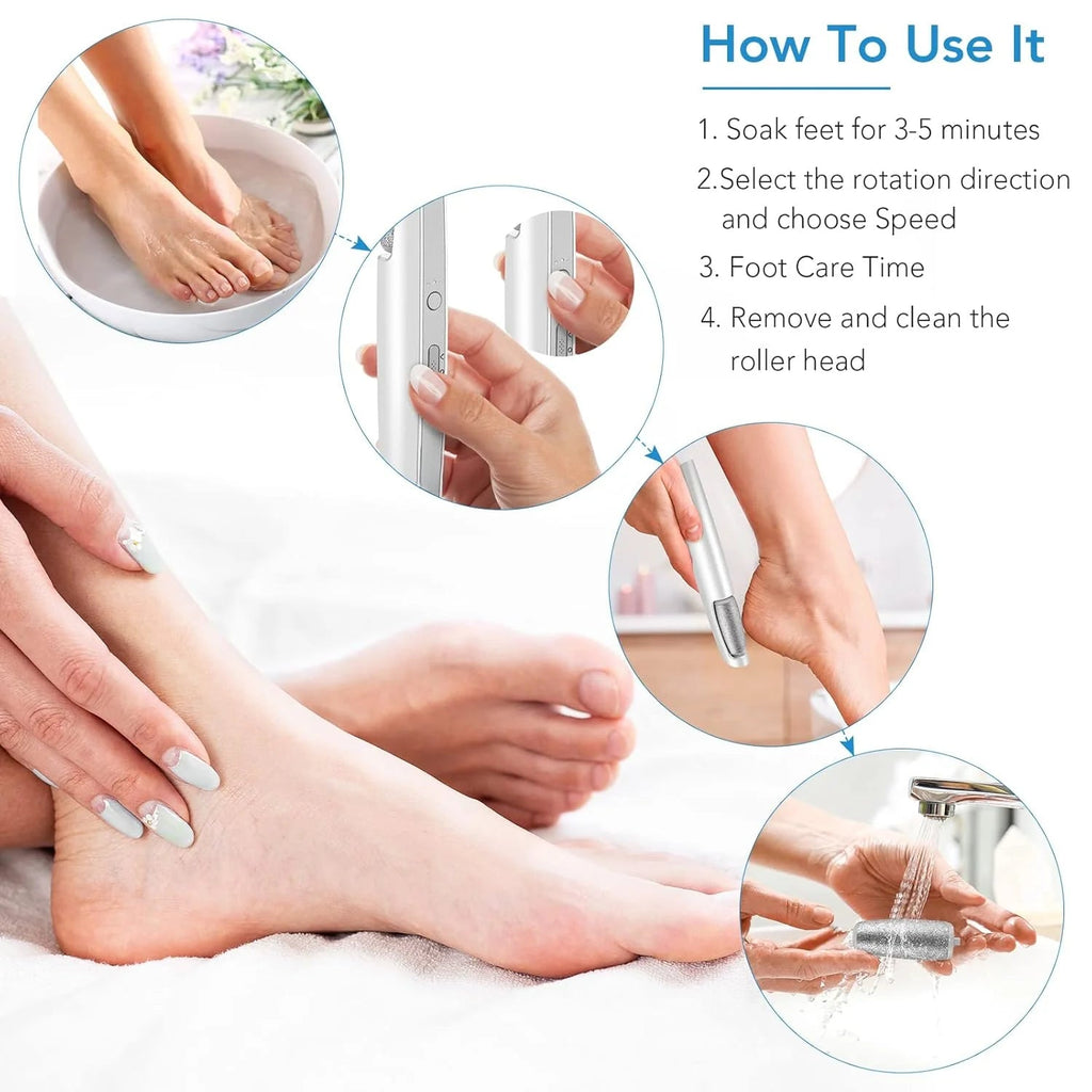 Rechargeable Electric Foot File – Smooth Heels, Anytime Anywhere
